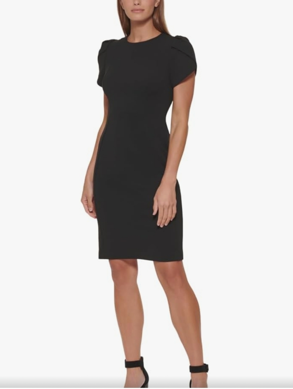 Calvin Klein Womens Tulip Short Sleeve Scuba Crepe Mini Dress